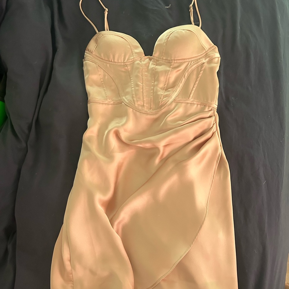 Zara Satin Mini Dress in Nude